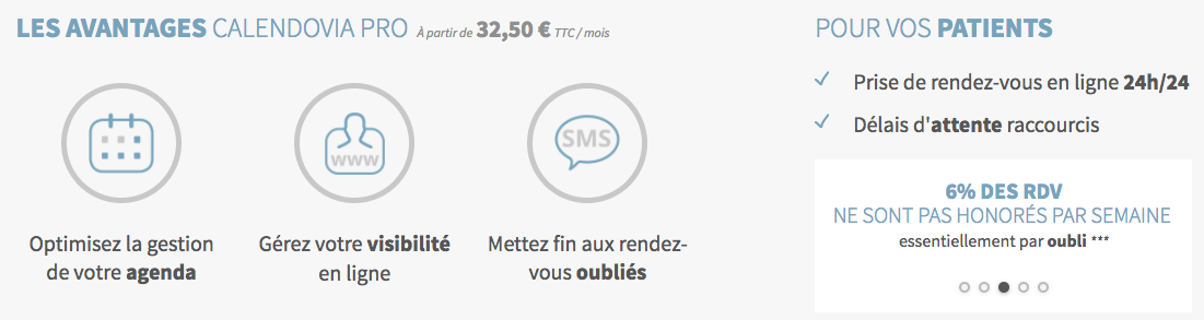 Inscription praticien Calendovia prise de rendez-vous medicaux en ligne